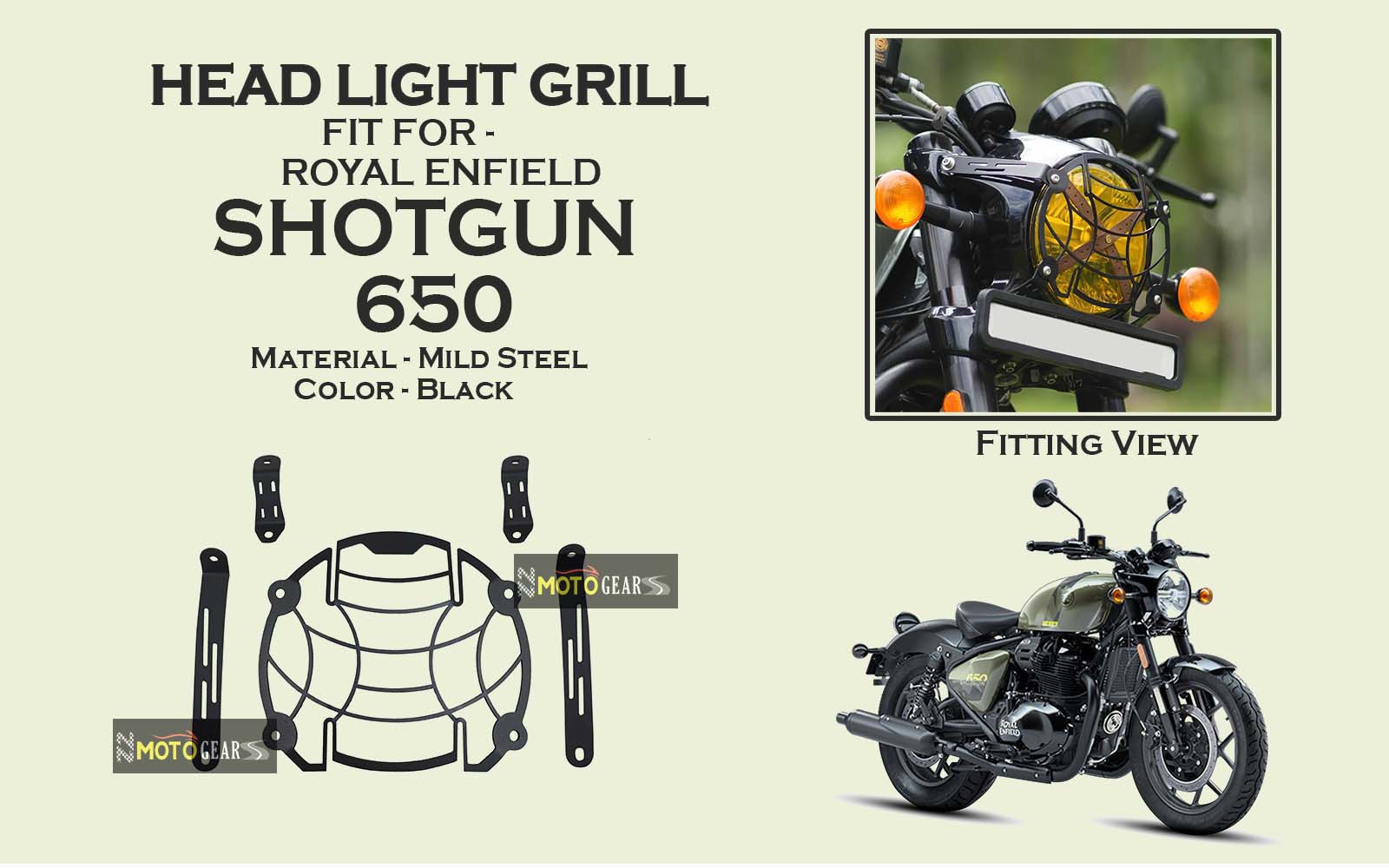 MOTO TORQUE HEAD LIGHT GRILL FOR SHOTGUN 650
