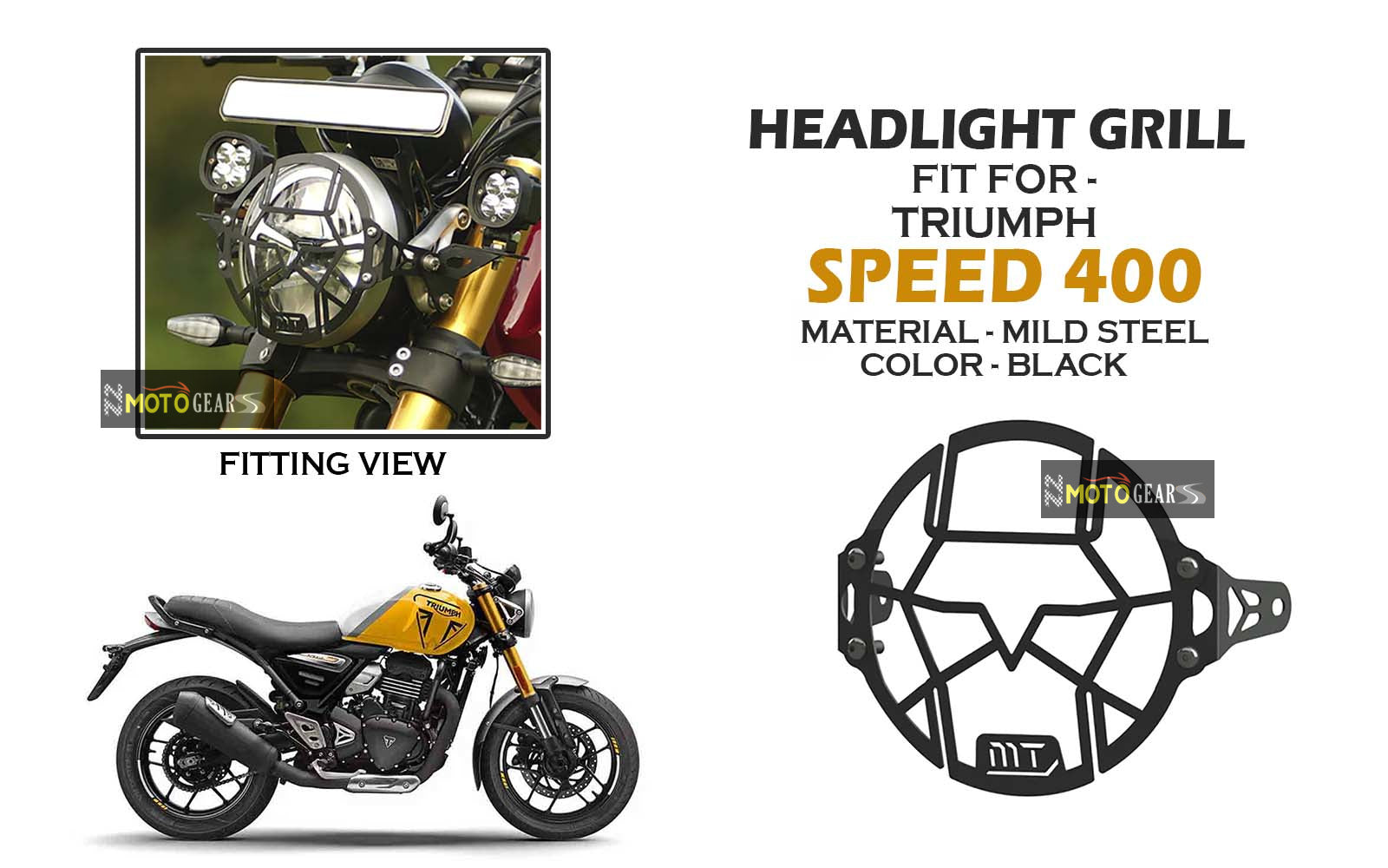 MOTO TORQUE HEADLIGHT GRILL FOR TRIUMPH SPEED & SCRAMBLER 400