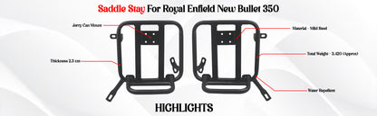 Black Saddle Stay Pair Right & Left Side Fit for Royal Enfield New Bullet 350