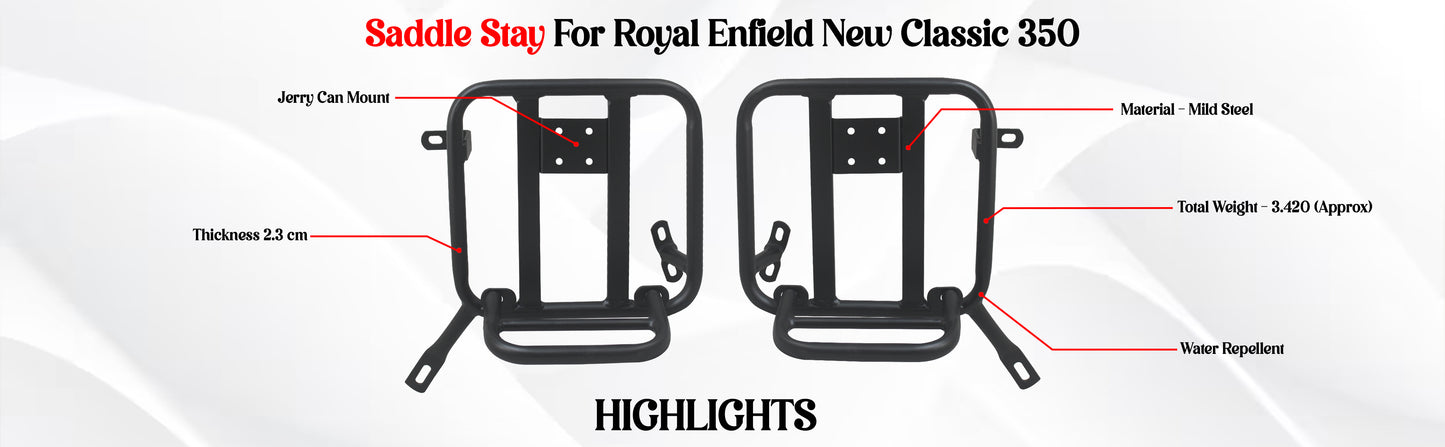Black Saddle Stay Pair Right & Left Side Fit for Royal Enfield New Classic 350 Reborn