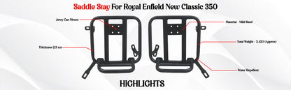 Black Saddle Stay Pair Right & Left Side Fit for Royal Enfield New Classic 350 Reborn