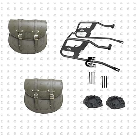 Genuine Leather Saddle Bag with Saddle Stay Pair for All Royal Enfield Hunter 350