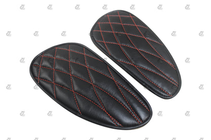 Genuine Leather Daimond Black Tank Pads with Red Thread Compatible with Triumph Speed & Scrambler 400