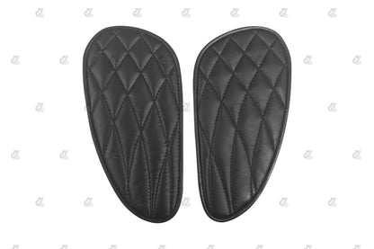 Genuine Leather Curve Diamond Tank Pads/Knee Pads/Tank Grip Thai Pads with Black Thread Compatible with Royal Enfield Bear 650