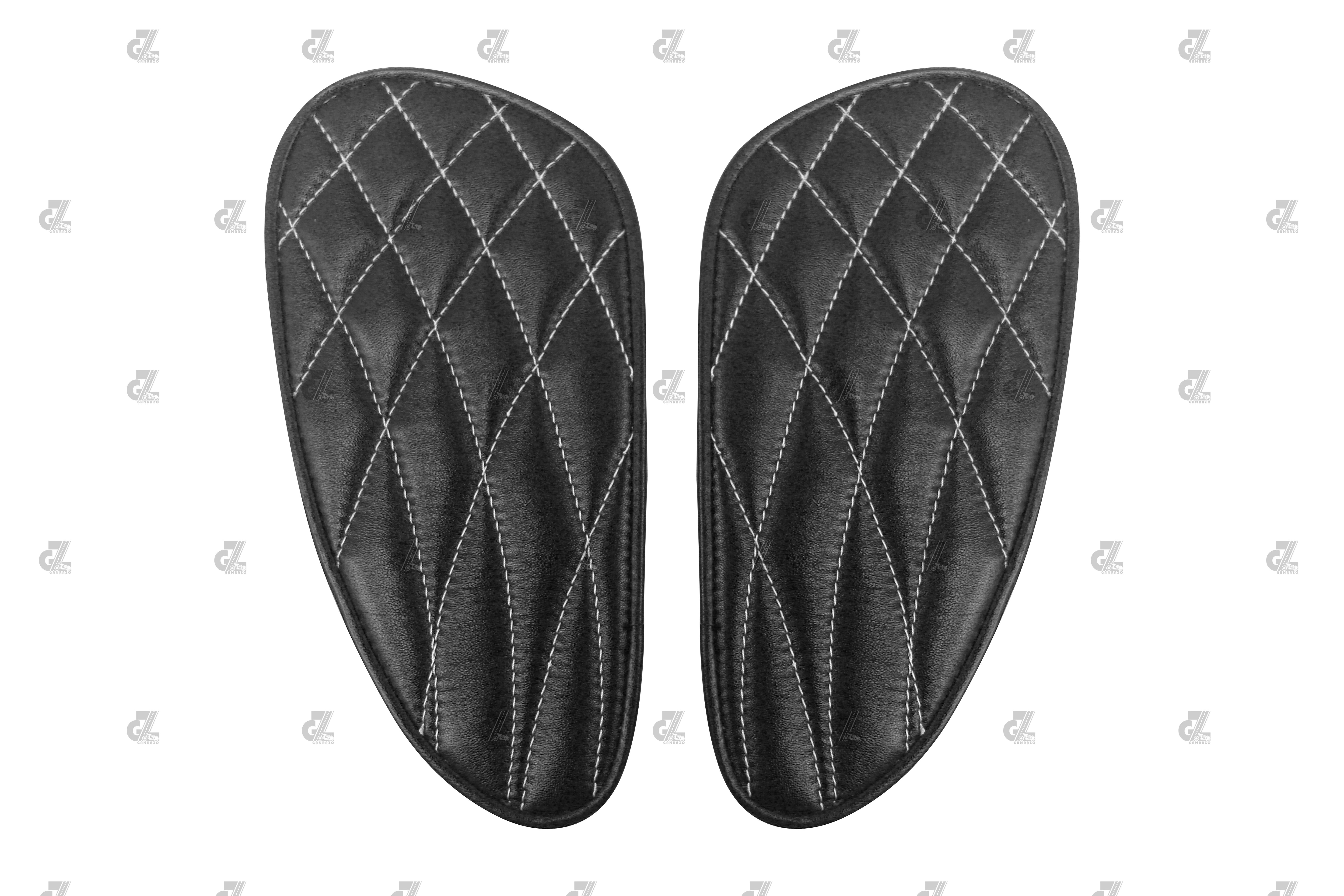 Genuine Leather Curve Diamond Tank Pads/Knee Pads/Tank Grip Thai Pads with White Thread Compatible with Royal Enfield Bear 650