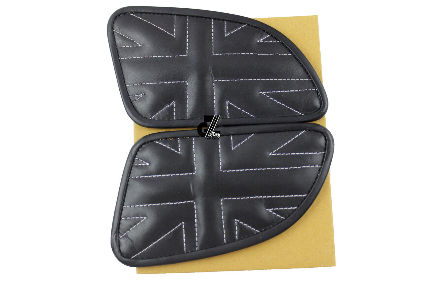 Leather Union Jack Black Tank Pad with White Thread Genuine Leather for Royal Enfield Continental Gt 650