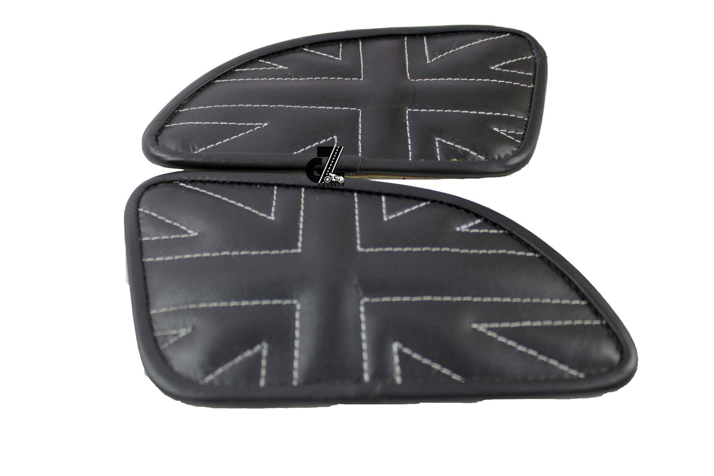 Leather Union Jack Black Tank Pad with White Thread Genuine Leather for Royal Enfield Continental Gt 650
