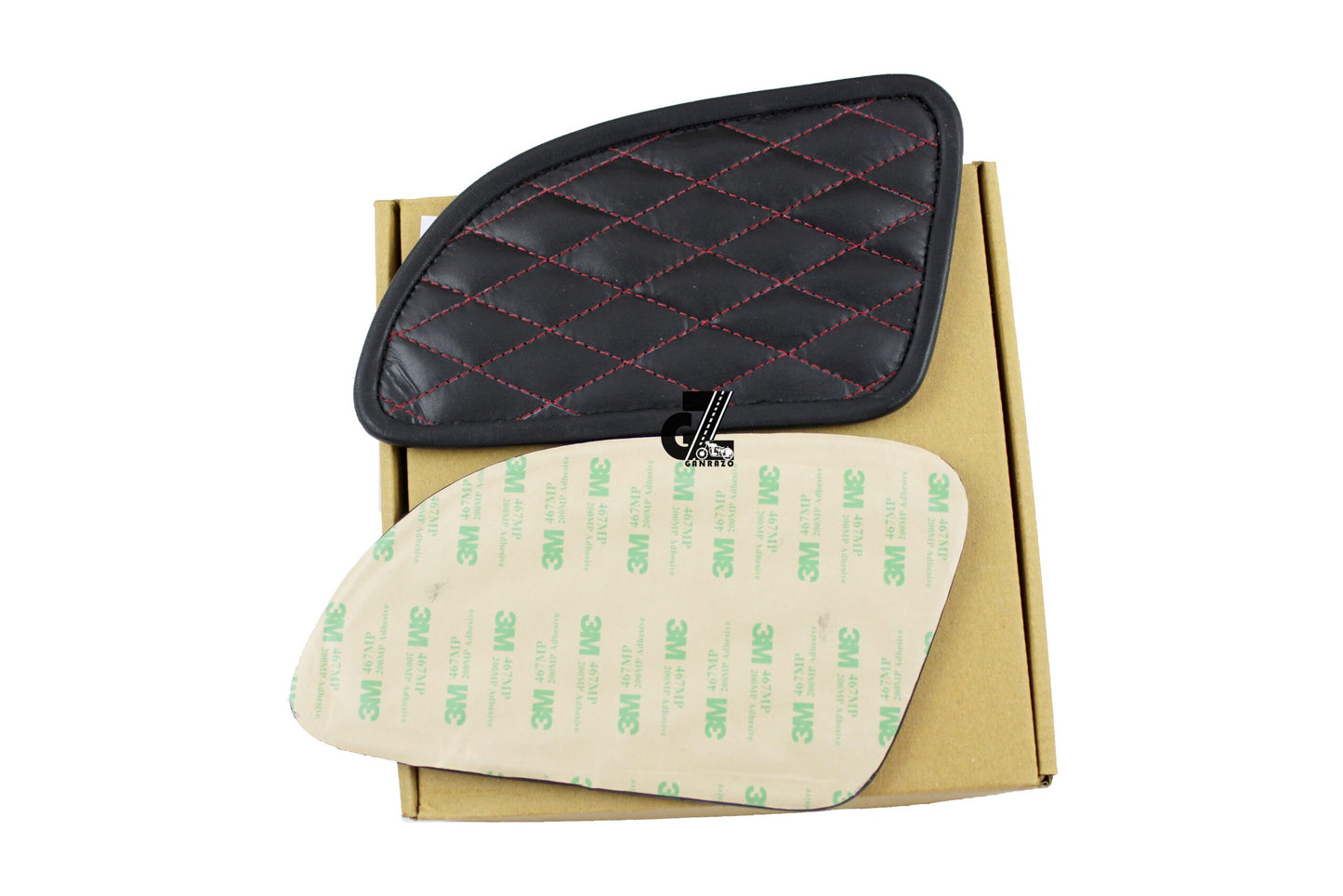 Leather Diamond Black Tank Pad with Red Thread Genuine Leather for Royal Enfield Continental Gt 650