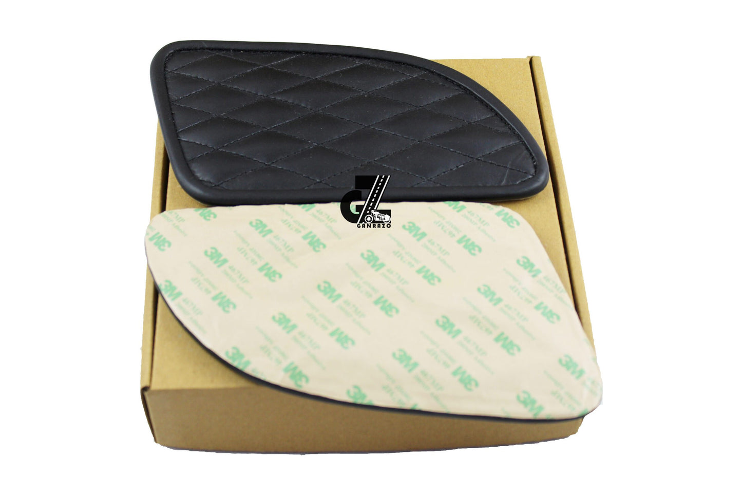 Leather Diamond Black Tank Pad with Black Thread Genuine Leather for Royal Enfield Continental Gt 650
