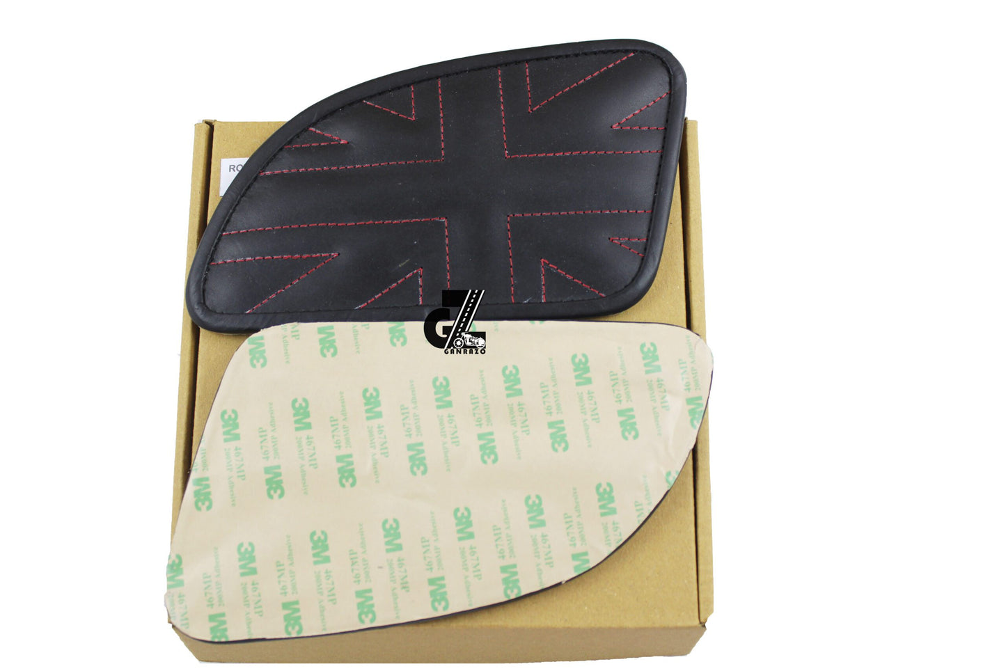 Leather Union Jack Black Tank Pad with Red Thread Genuine Leather for Royal Enfield Continental Gt 650