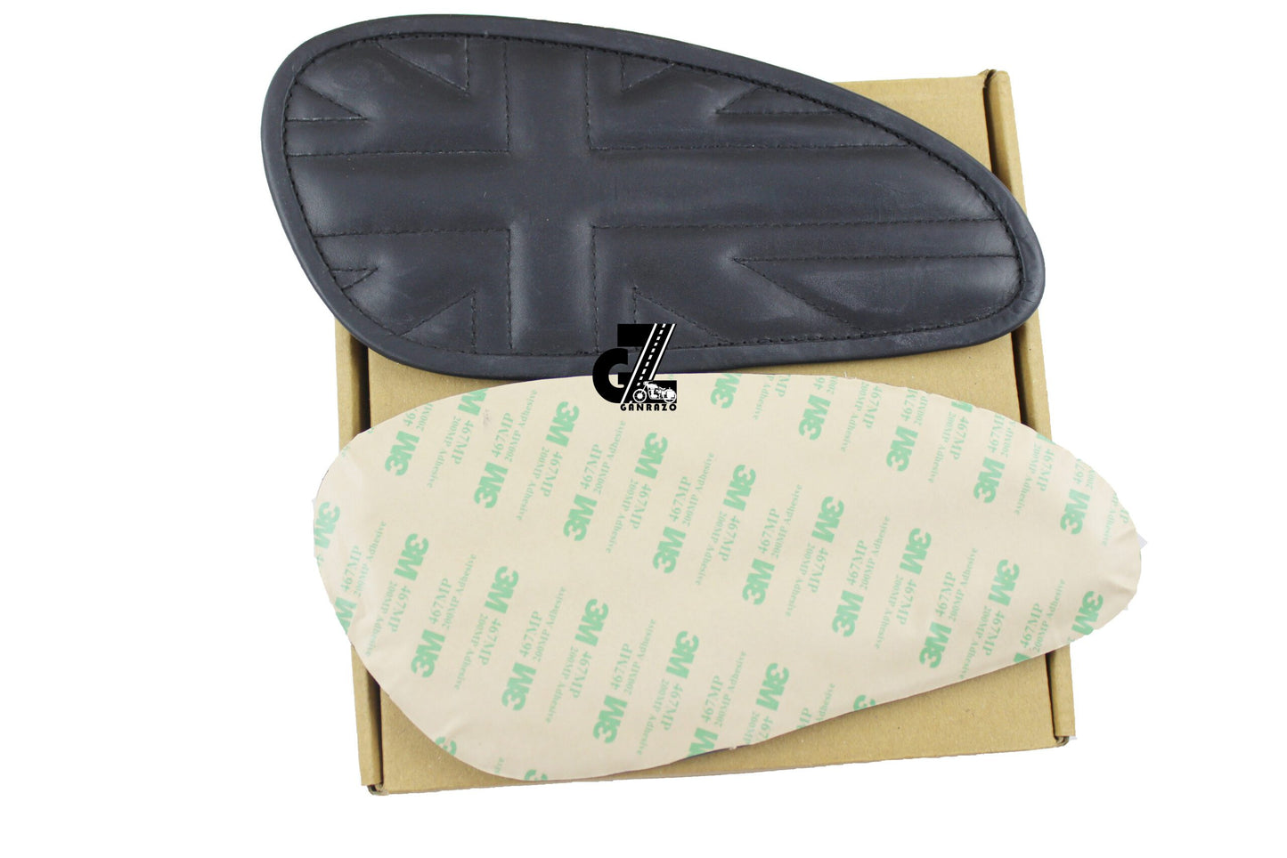 Leather Union Jack Black Tank Pad with Black Thread Genuine Leather for Royal Enfield Interceptor 650