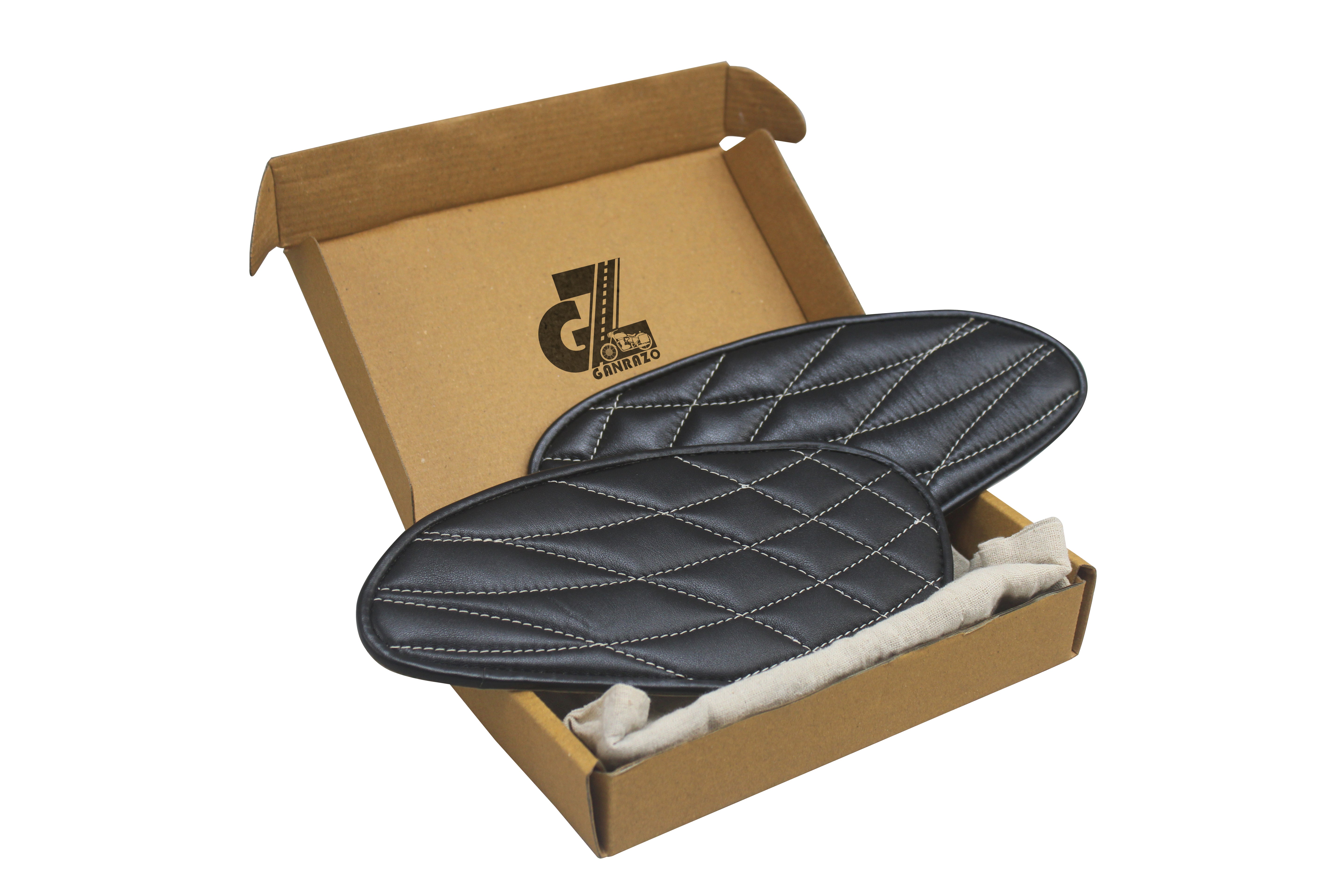 Genuine Leather Curve Diamond Tank Pads/Knee Pads/Tank Grip Thai Pads with White Thread Compatible with Triumph Speed & Scrambler 400