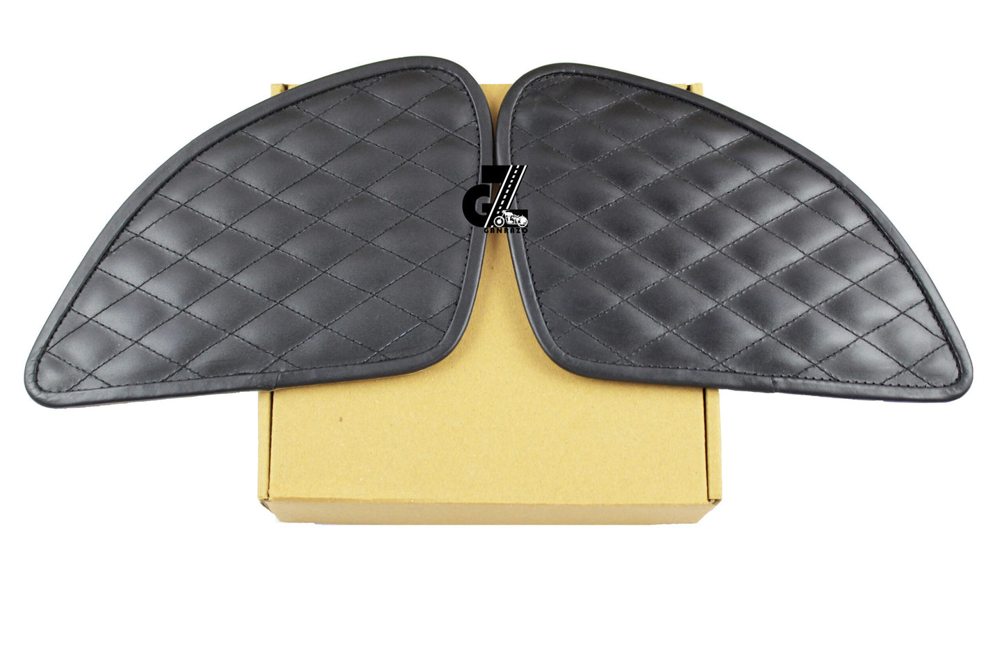Diamond Black Tank Pad with Black Thread Genuine Leather for Royal Enfield Himalayan 411
