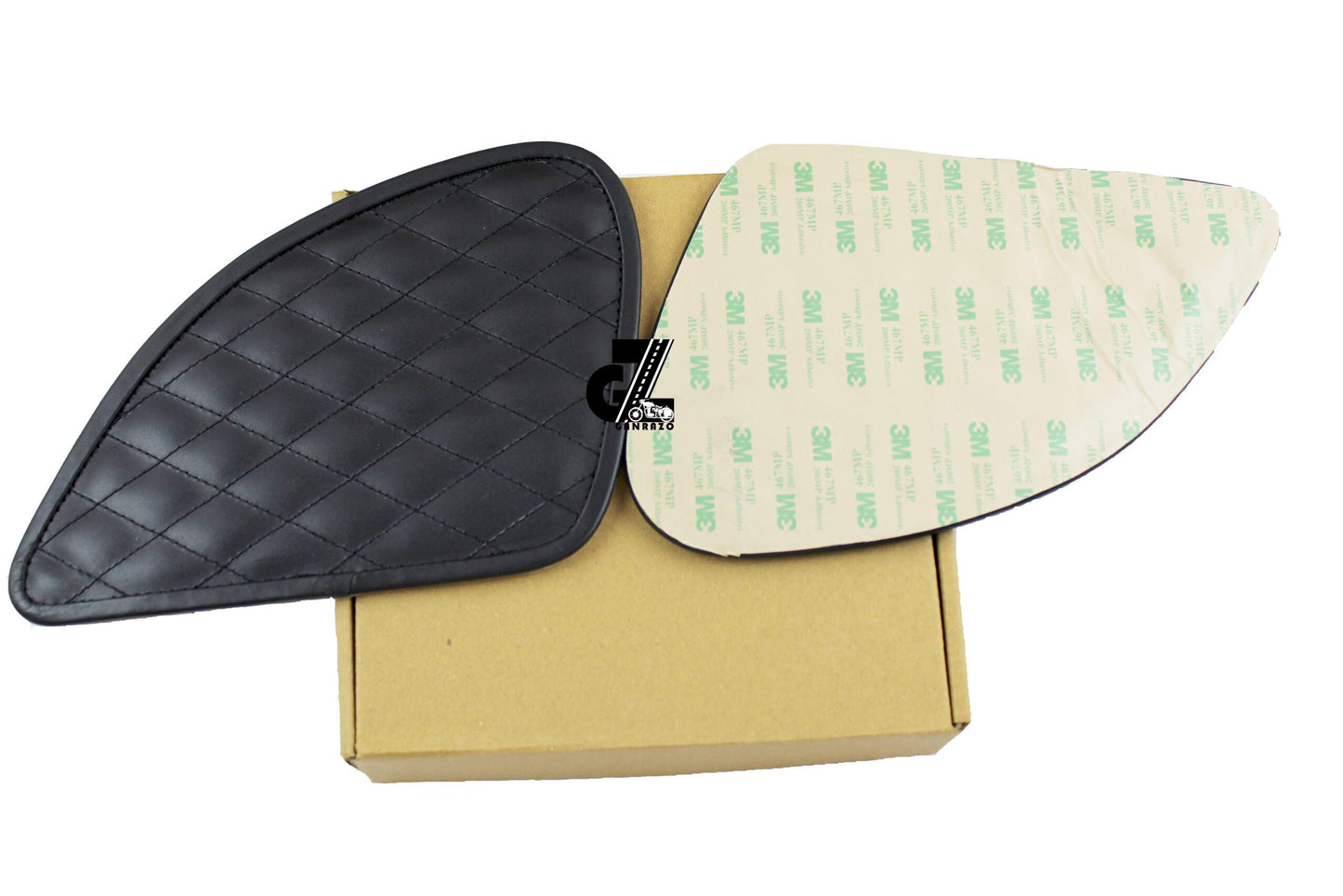 Diamond Black Tank Pad with Black Thread Genuine Leather for Royal Enfield Himalayan 411