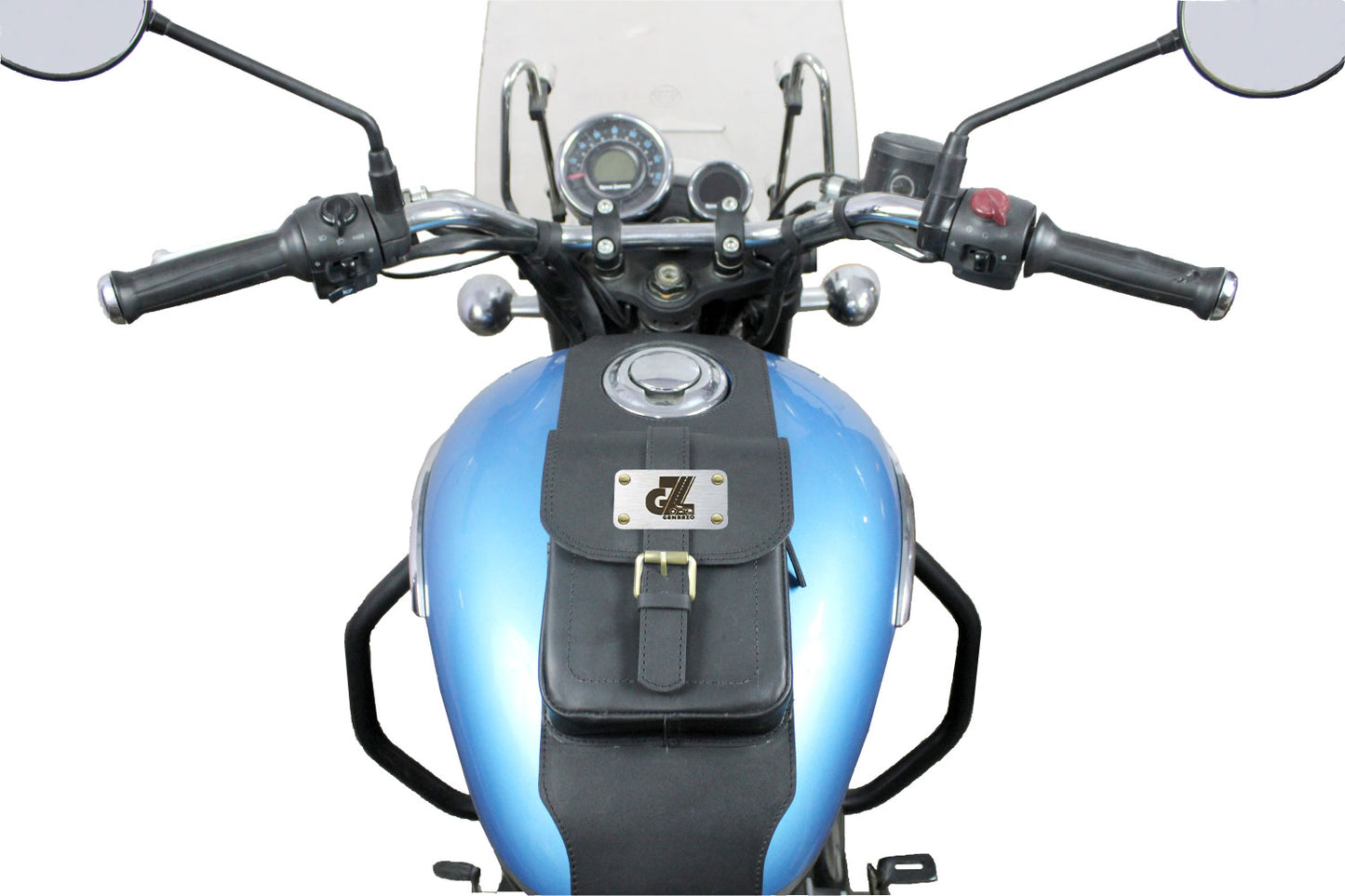 Genuine Leather Tank Strap Bag Compatible with Royal Enfield Meteor 350