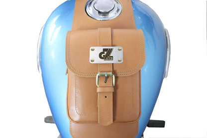 Genuine Leather Tank Strap Bag Compatible with Royal Enfield Meteor 350