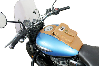 Genuine Leather Tank Strap Bag Compatible with Royal Enfield Meteor 350