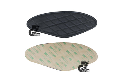 Diamond Black Tank Pads with Black Thread, Genuine Leather For Royal Enfield Hunter 350