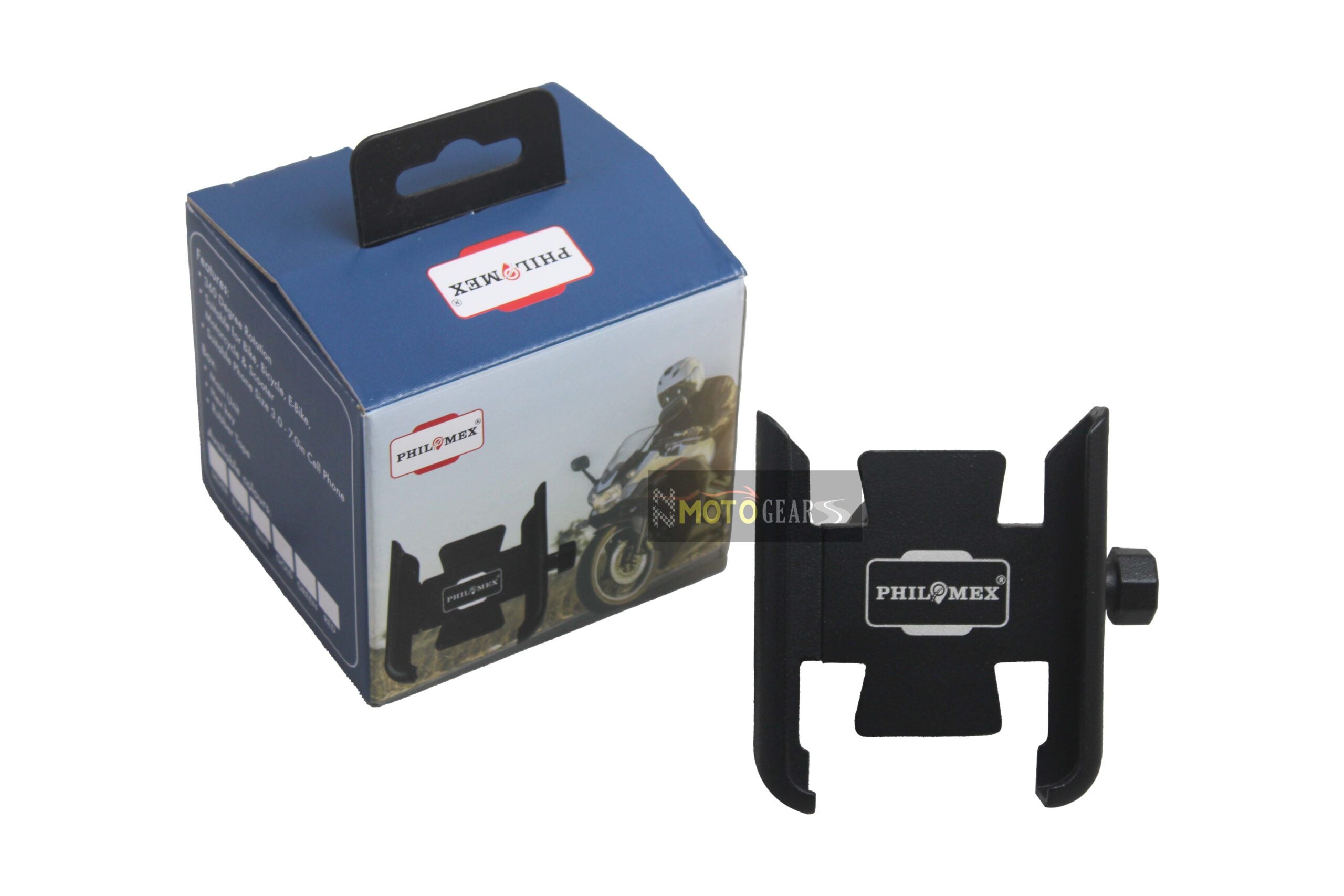 Philomex Aluminum Universal Motorcycle Scooter Mobile Holder Black