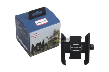 Philomex Aluminum Universal Motorcycle Scooter Mobile Holder Black