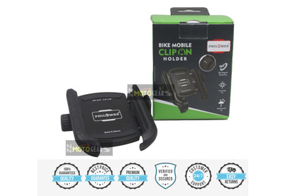 Philomex Universal Motorcycle Scooter Clip On Mobile Holder Black