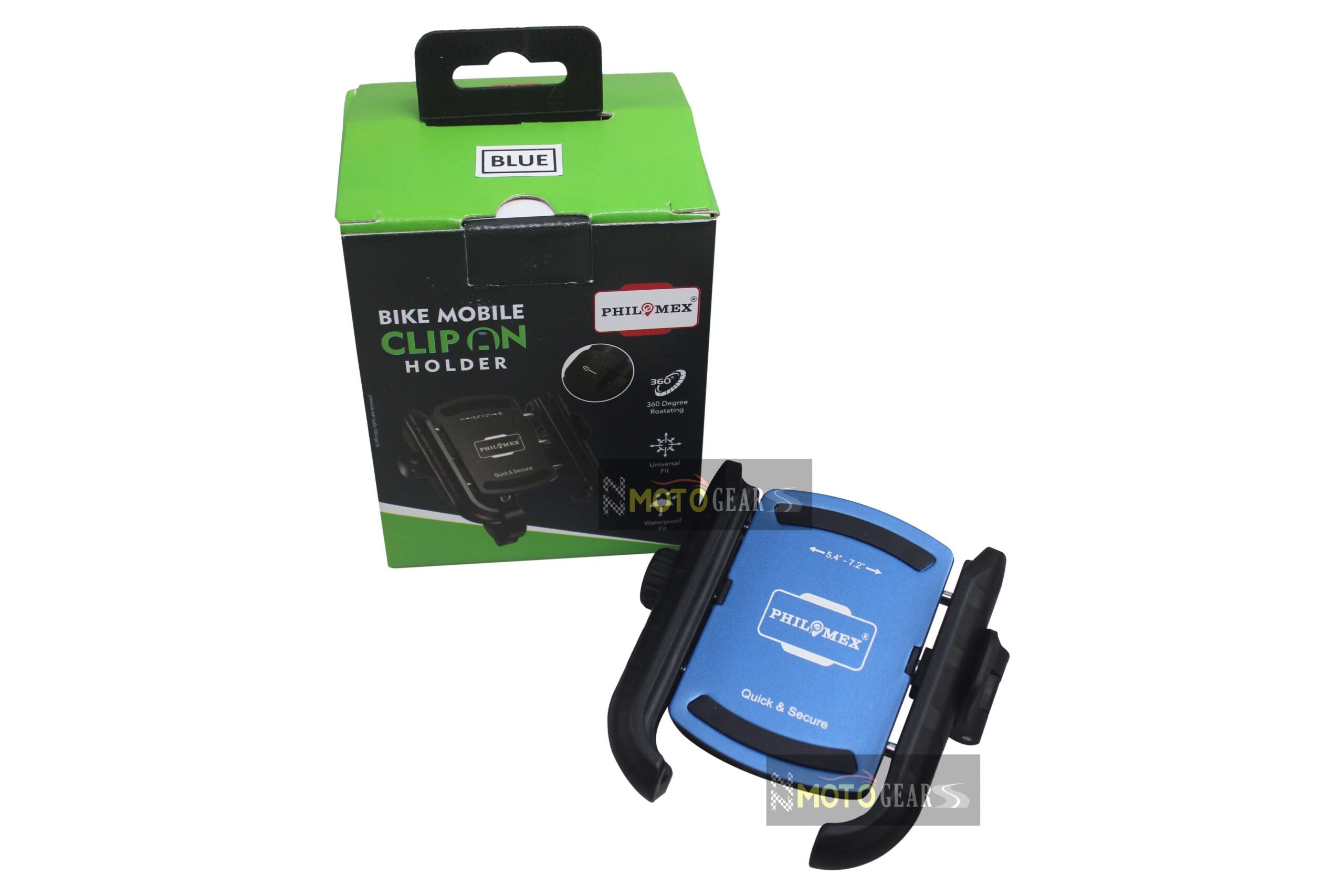 Philomex Universal Motorcycle Scooter Clip On Mobile Holder Blue