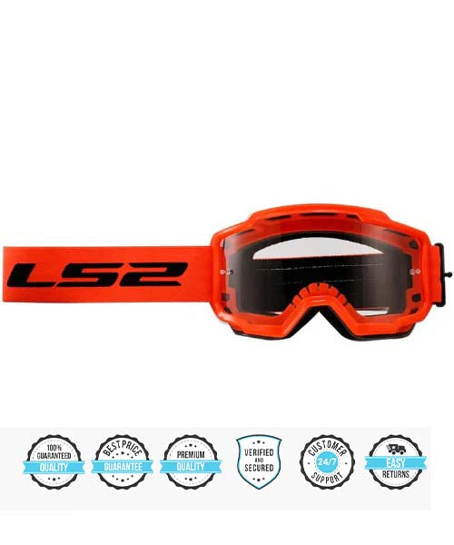 LS2 CHARGER PRO GOGGLE HI VIZ ORANGE WITH CLEAR VISOR