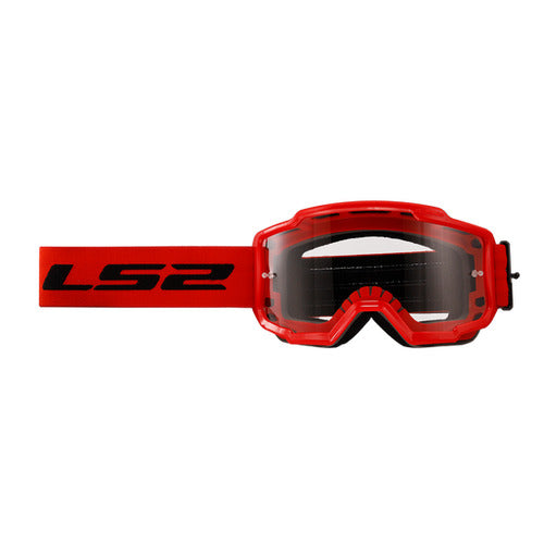 LS2 CHARGER PRO GOGGLE RED WITH CLEAR VISOR