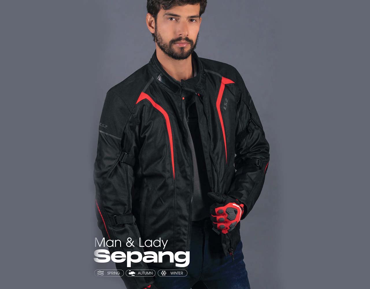 LS2 SEPANG BLACK GREY RED JACKET