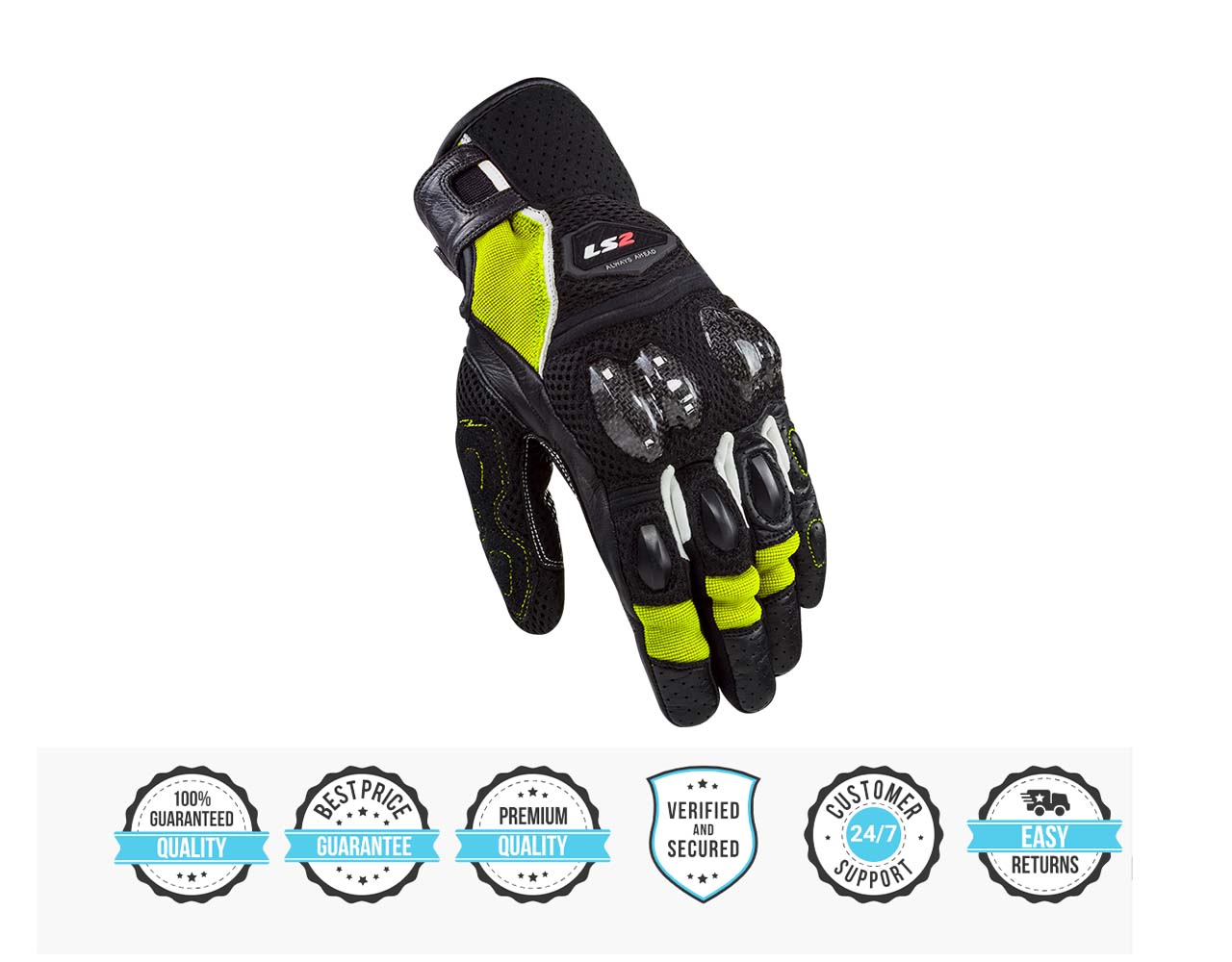 LS2 SPARK II AIR GLOVES BLACK H-V YELLOW