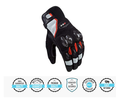 LS2 SPARK II AIR GLOVES BLACK RED WHITE