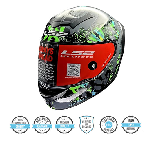 LS2 FF352 ROOKIE DEMON DARK GREY GREEN HELMET