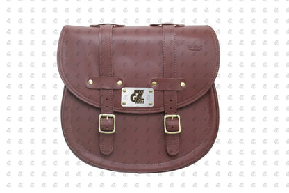 Leather Saddle Bag Cherry Red with Saddle Stay Pair for Hunter 350