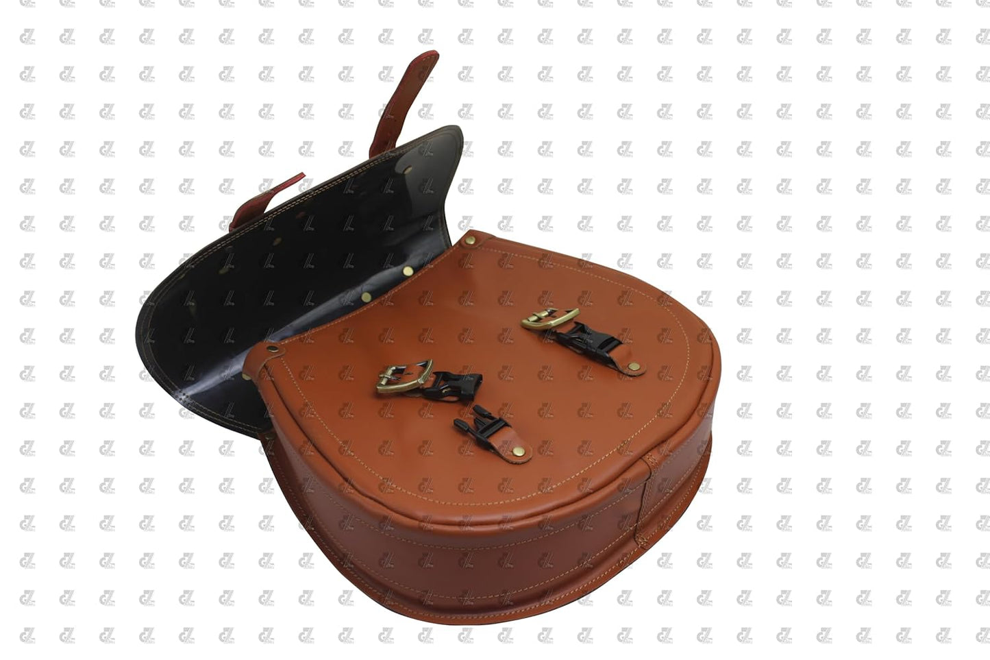 Tan Leather Saddle Bag with Saddle Stay Pair for Meteor 350