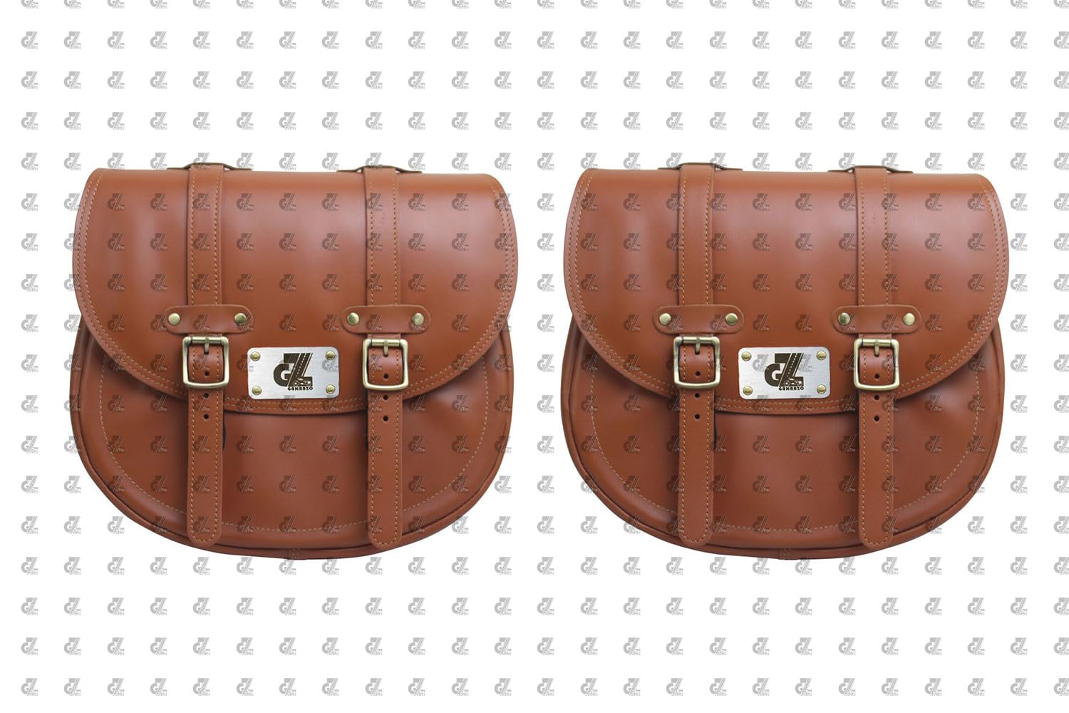 Tan Leather Saddle Bag with Saddle Stay Pair for Meteor 350