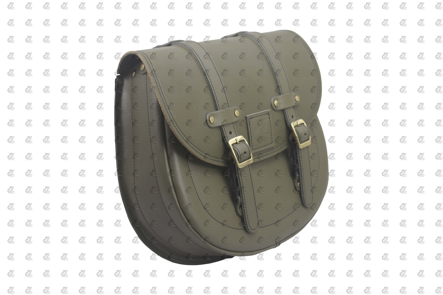 Leather Saddle Bag Green with Saddle Stay Pair for Hunter 350