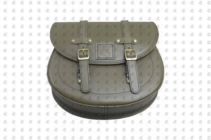 Leather Saddle Bag Green with Saddle Stay Pair For Super Meteor 650