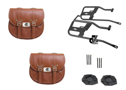 Leather Saddle Bag Tan Color with Saddle Stay Pair Hunter 350