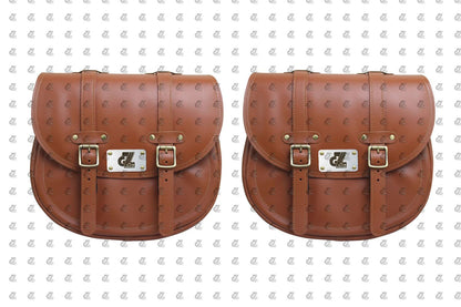 Leather Saddle Bag Tan Color with Saddle Stay Pair Hunter 350