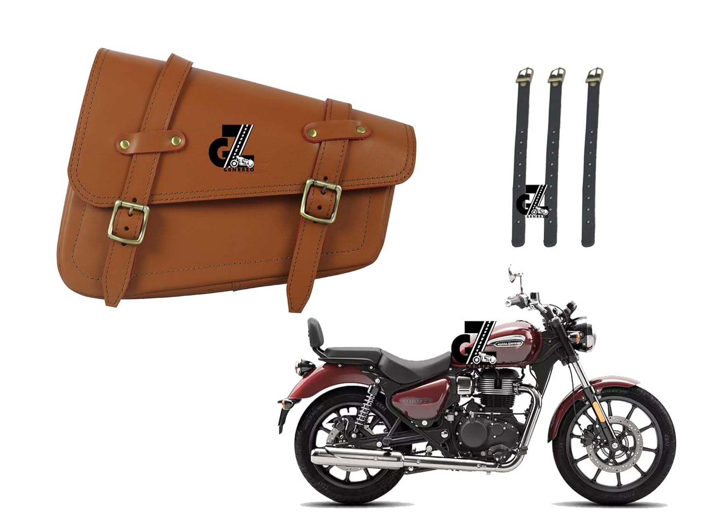Leather Saddle Bag swingam Bag Tan Color for Royal Enfield Meteor 350