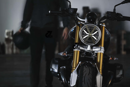 Leather Sticker Handgrip Straps Pair & Head Lamp X Olive Royal Enfield Hunter,New Classic,Meteor,New Bullet 350, Goan Classic 350