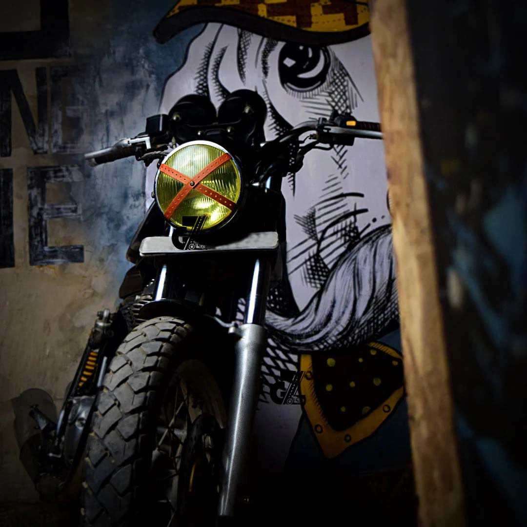 Tan Leather Sticker Head Lamp X Perforated & Handgrip Straps Pair Fit For & Harley Devidson Motorcycle