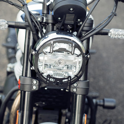 Legundary Mig Headlight Grill With Number Plate Black Silver For Royal Enfield Bear 650