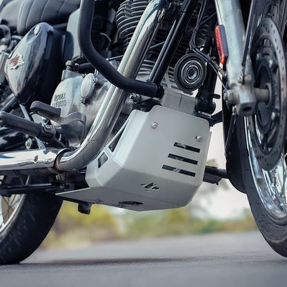 Legundary Vambrace 2.0 Bashplate for Royal Enfield New Bullet 350 (Black, Silver)
