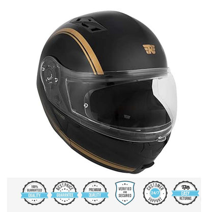 Royal Enfield Lightwing Modular Riding Helmet Black With Gold Strep