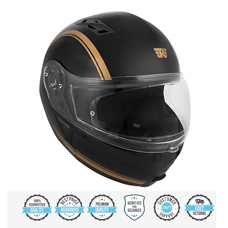 Royal Enfield Lightwing Modular Riding Helmet Black With Gold Strep