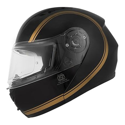Royal Enfield Lightwing Modular Riding Helmet Black With Gold Strep