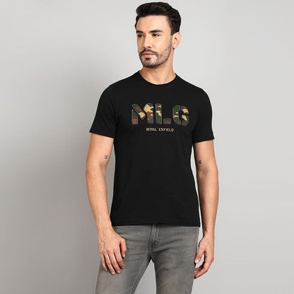 ROYAL ENFIELD MLG APPLIQUE T SHIRT BLACK