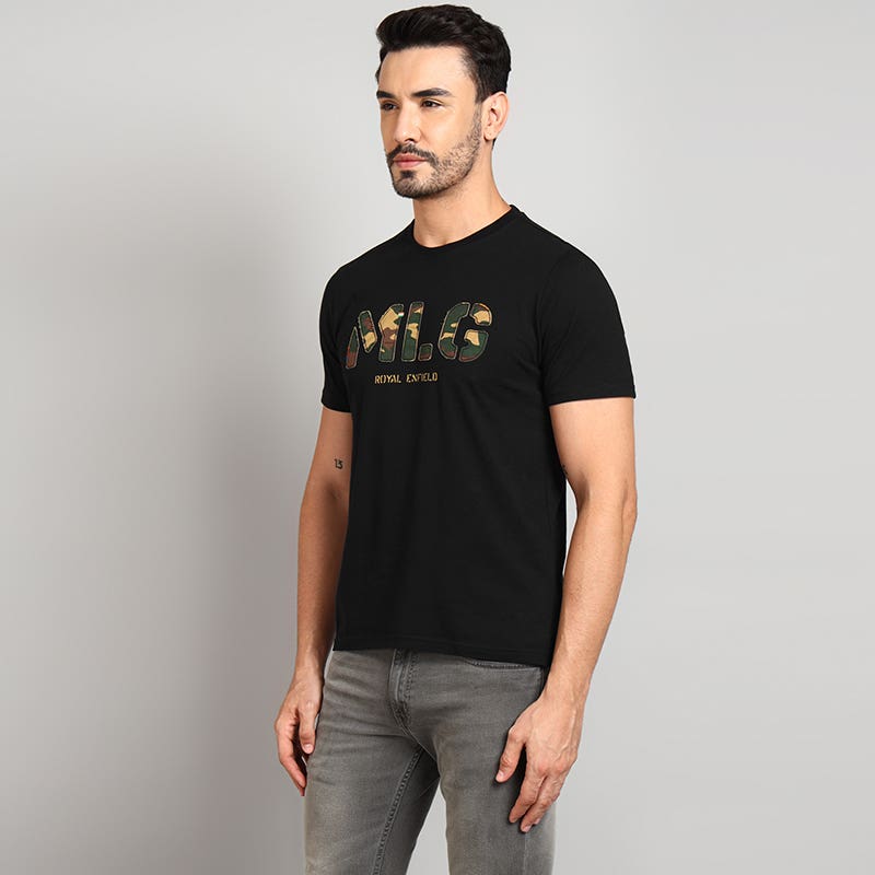 ROYAL ENFIELD MLG APPLIQUE T SHIRT BLACK