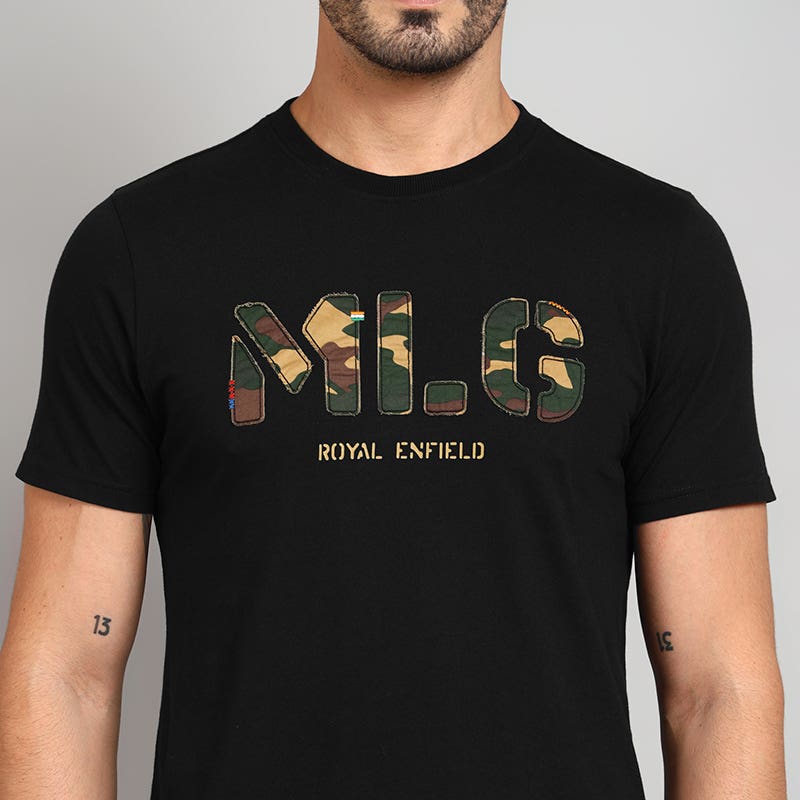 ROYAL ENFIELD MLG APPLIQUE T SHIRT BLACK